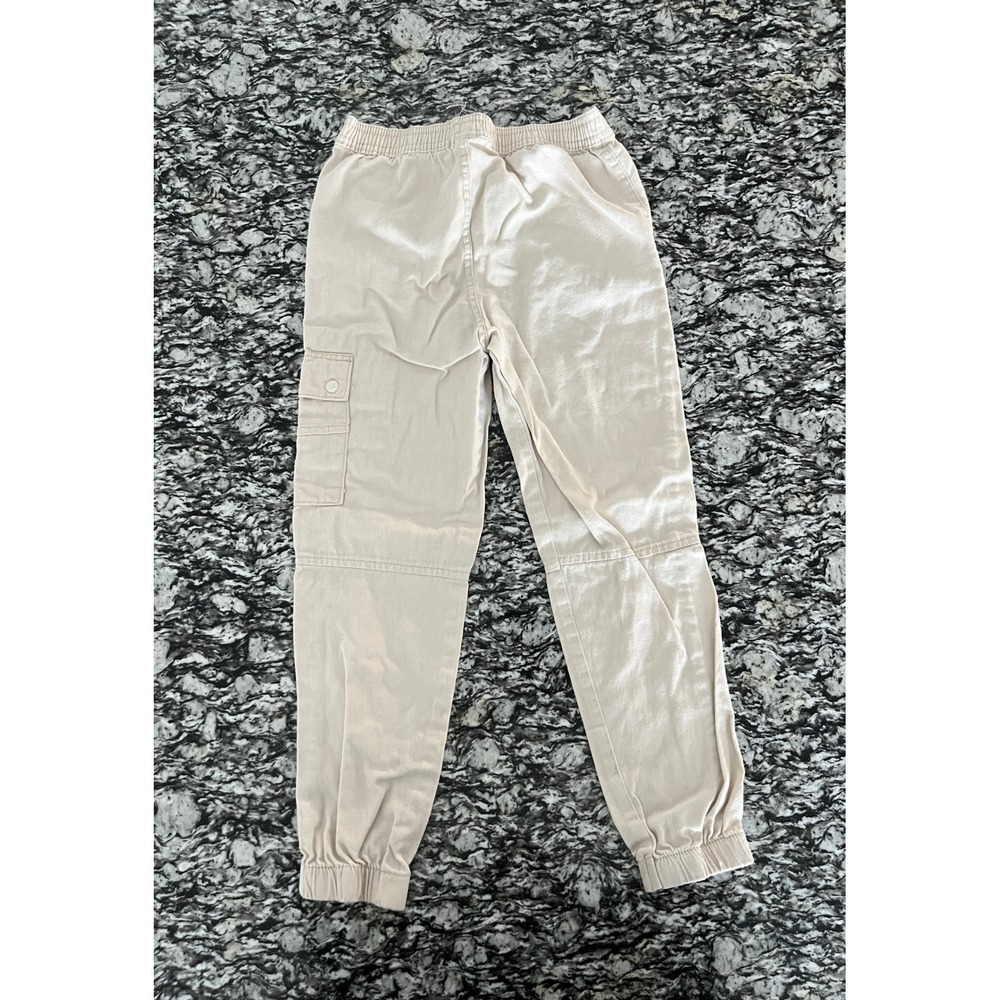 Ecko Unltd Boys Tan Khaki Cargo Jogger Pants Size 7 Elastic Waist Rhino Logo